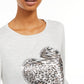 INC International Concepts Women's Leopard Heart Top Gray Size Large
