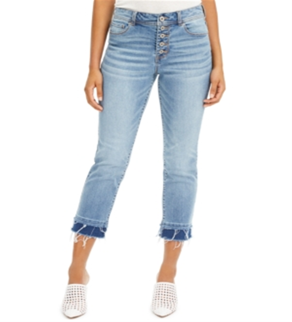 INC International Concepts Women's Double Hem Cropped Straight Leg Jeans Blue Size 10