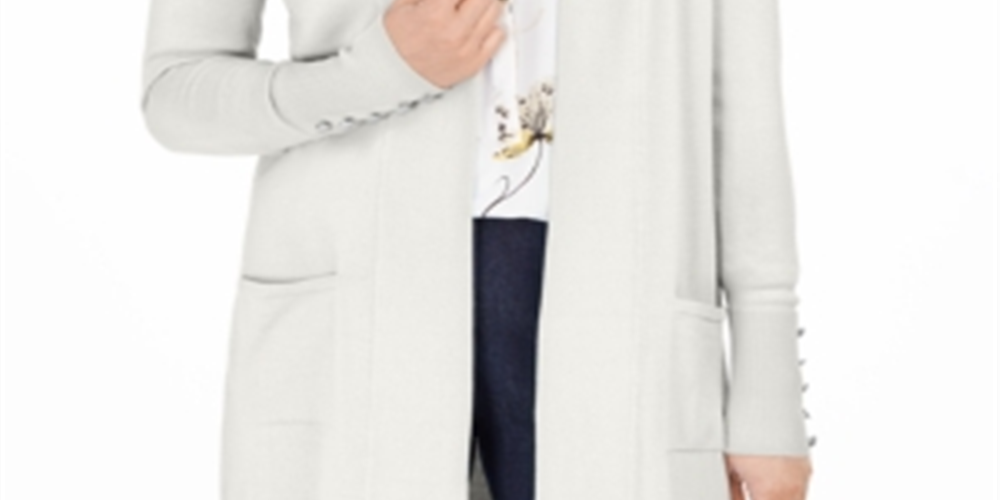 JM Collection Women's Open Front Cardigan White Size X-Large