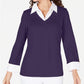 Karen Scott Women's Layered Look Cotton Top Blue Size Petite S/M