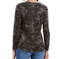 Style & Co Women's Camouflage Print V Neck Top Green Size Small