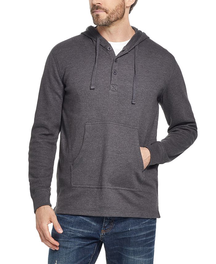 Weatherproof Vintage Men's Textured Henley Hoodie Black Size X-Large