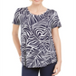 JM Collection Women's Printed Short-Sleeve T-Shirt Blue Size M