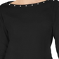 Karen Scott Women's Studded 3/4 Sleeve Top Black Size X-Small