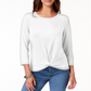 Style & Co Women's Knot Hem Top -White Size S