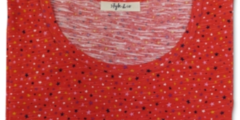 Style & Co Women's Cotton Printed T-Shirt Red Size Large