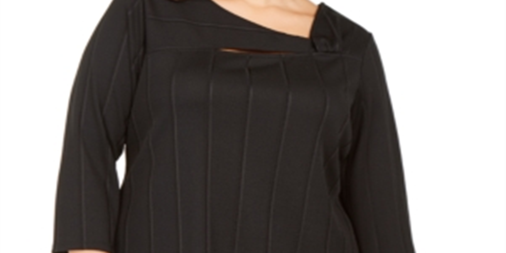 Alfani Women's Asymmetrical Twist Top Black Size 1X