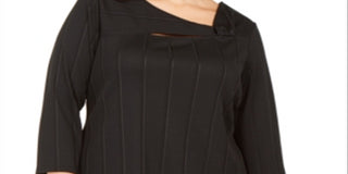 Alfani Women's Asymmetrical Twist Top Black Size 1X