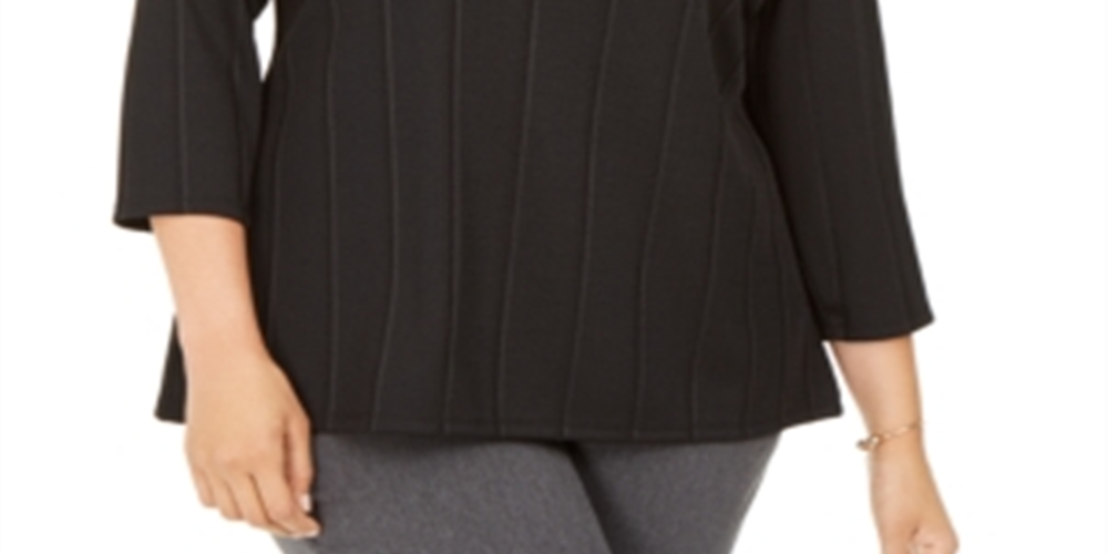 Alfani Women's Asymmetrical Twist Top Black Size 1X