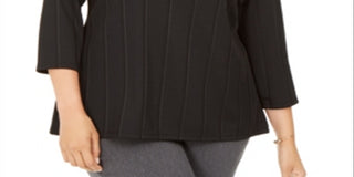 Alfani Women's Asymmetrical Twist Top Black Size 1X