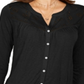 Style & Co Women's Eyelet Button Front Top Black Size Large
