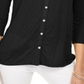 Style & Co Women's Eyelet Button Front Top Black Size Large