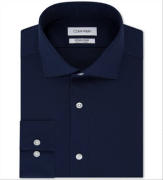 Calvin Klein Men's Slim Fit Spread Collar Dress Shirt Blue Size 16X32X33