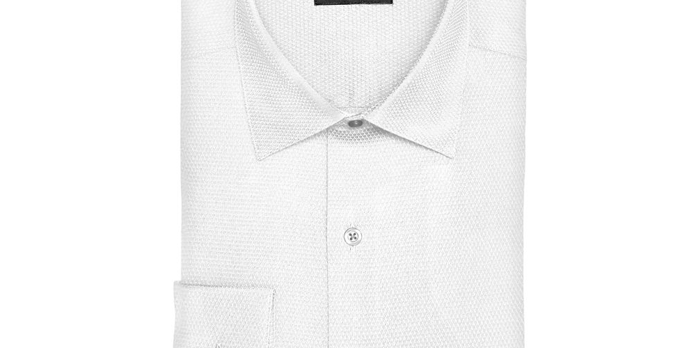 Alfani Men's Reg Classic Fit Performance Stretch Step Twill Textured Dress Shirt Blue Size XL-17.5X36-37