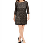 Jessica Howard Women's Petites Sequin Short Shift Dress Black Size 4P