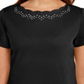 Karen Scott Women's Cotton Scalloped Neck T-Shirt Black Size Medium