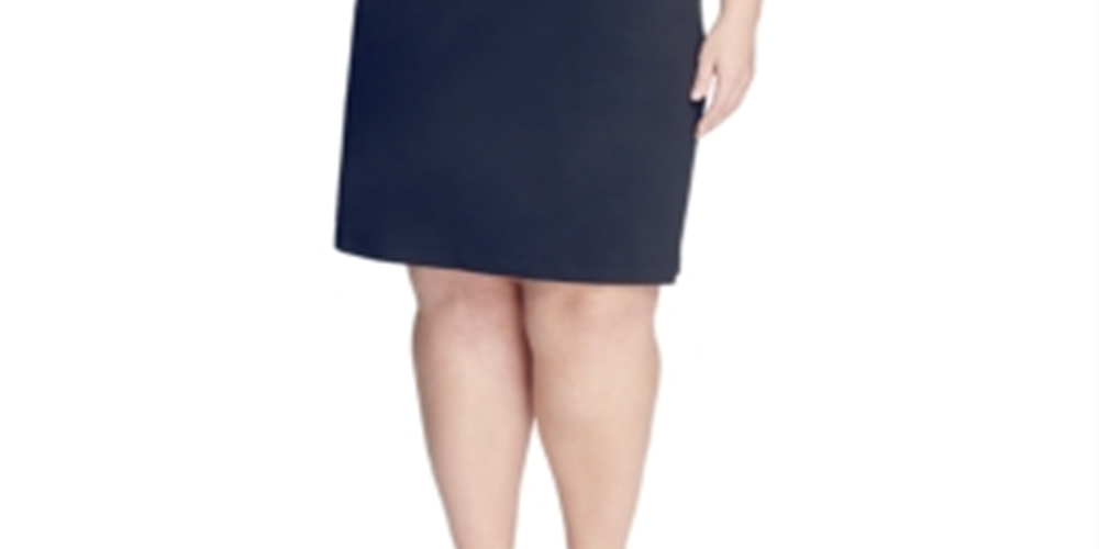 Tommy Hilfiger Women's Plus Sheath Flutter Sleeve Dress Navy Size 16W