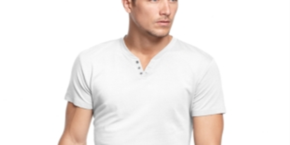 Alfani Men's Cotton Split Neck T-Shirt White Size Large
