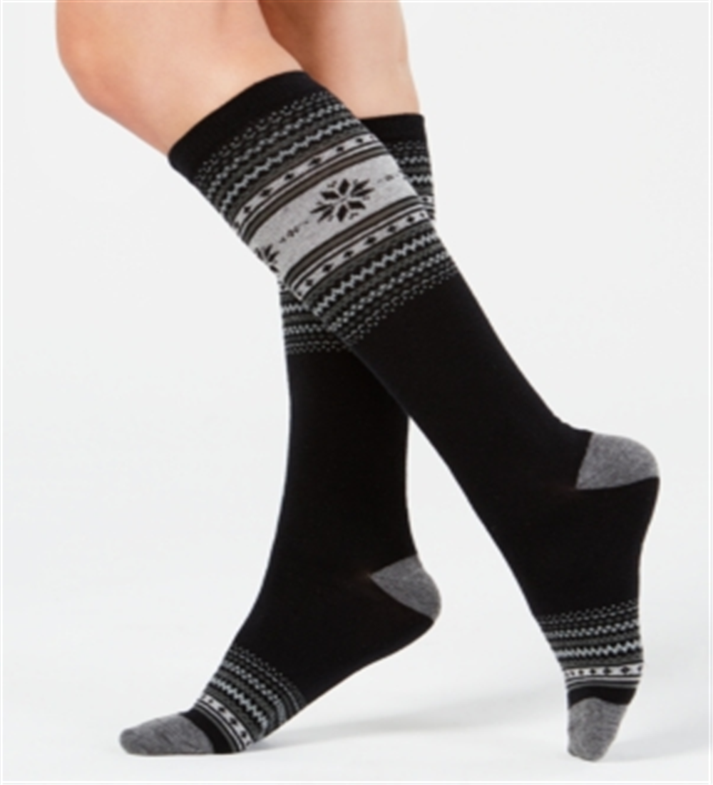 Charter Club Women's Holiday Knee-High Socks Black Size 45180