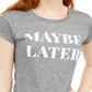 Love Tribe Junior's Maybe Later Micro Striped Graphic T-Shirt Gray Size Large