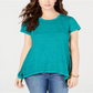 Style & Co Women's Burnout Handkerchief Hem T-Shirt Blue Size Small