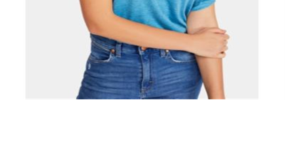 Free People Women's All Mine Cut Out Exposed Hem T-Shirt Blue Size L
