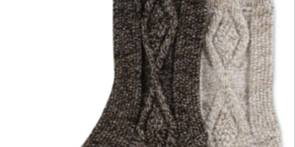 Hue Women's 2pk Cable Boot Crew Socks Brown One Size