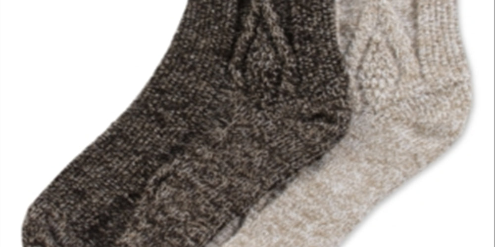 Hue Women's 2pk Cable Boot Crew Socks Brown One Size