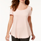 JM Collection Women's Cold Shoulder Top Pink Size Small