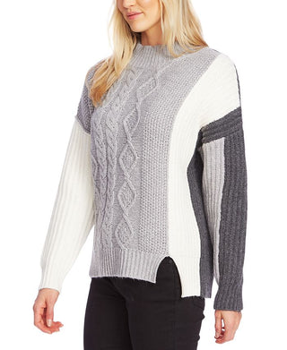 Vince Camuto Women's Color Block Long Sleeve Sweater Gray Size XX-Small