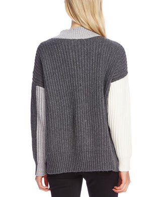 Vince Camuto Women's Color Block Long Sleeve Sweater Gray Size XX-Small