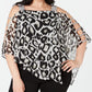 MSK Women's Rhinestone Animal Print Square Neck Top Black Size 1X
