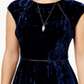 B. Darlin Women's Juniors Party Dress Crushed Velvet High Neck Blue Size 11/12