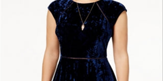 B. Darlin Women's Juniors Party Dress Crushed Velvet High Neck Blue Size 11/12