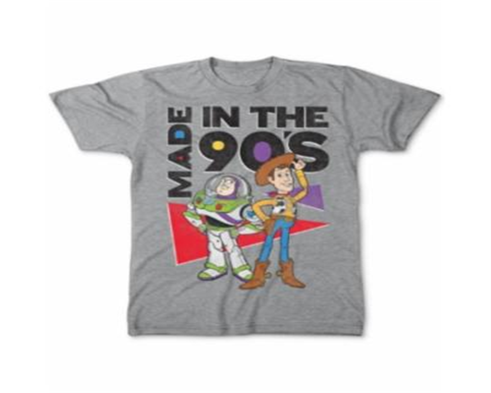 Toy Story Men's Printed Cotton Made in the 90's Graphic T-Shirt Gray Size X-Large