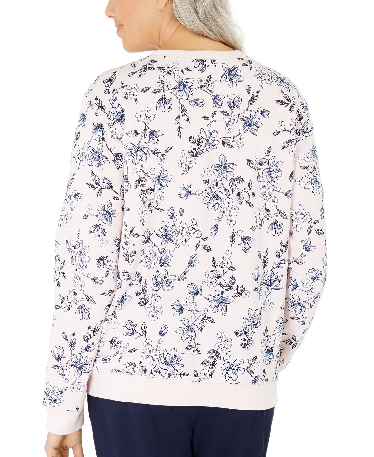 Karen Scott Women's Serene Printed Fleece Sweatshirt Pink Size Small