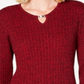 Karen Scott Women's Cotton Cable Knit Keyhole Sweater Red Size Petite Small