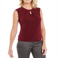 Kasper Women's Cap Sleeve Solid Keyhole Moss Crepe Blouse Red Size Small