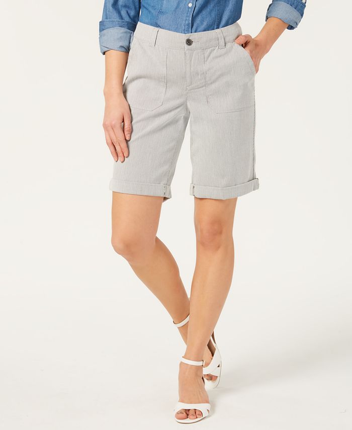 Charter Club Women's Utility Pocket Cuffed Shorts Gray Size 16