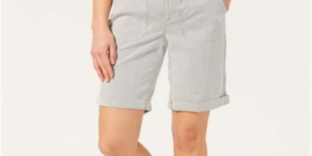 Charter Club Women's Utility Pocket Cuffed Shorts Gray Size 16