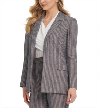 DKNY Women's Linen Striped Blazer Navy Size 6