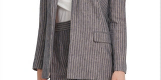 DKNY Women's Linen Striped Blazer Navy Size 6