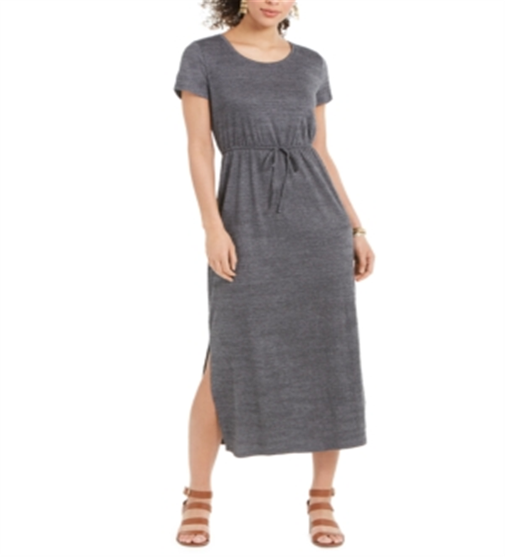 Style & Co Women's Textured Tie Waist Maxi Dress Gray Size X-Small