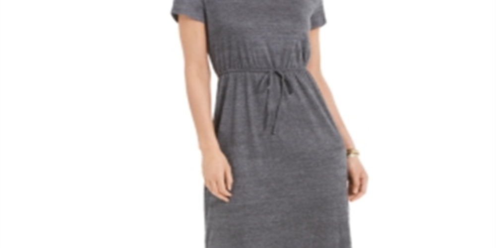 Style & Co Women's Textured Tie Waist Maxi Dress Gray Size X-Small