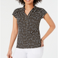 Charter Club Women's Dot-Print Polo Top Black Size XX-Large