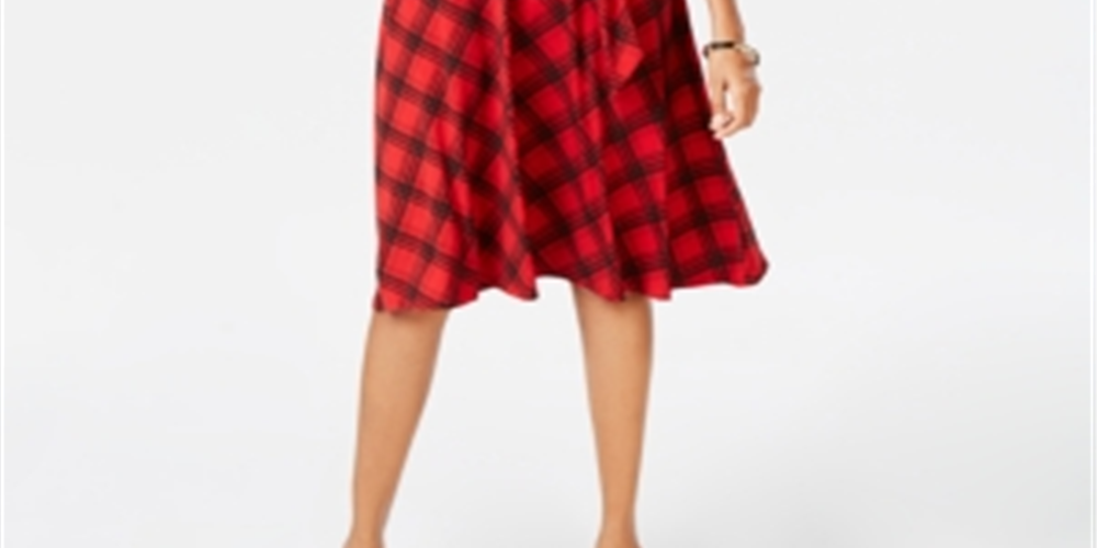 Charter Club Women's Petite Plaid Fit & Flare Dress Red Size Petite Small