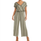 Style & Co Women's Striped V Neck Jumpsuit Green Size X-Small