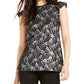 Michael Kors Women's Metallic Lace Flounce Blouse Black Size Medium