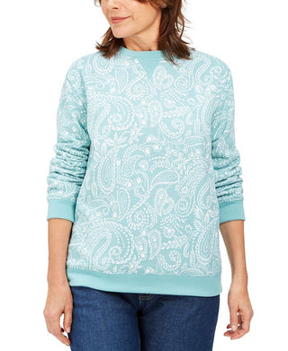 Karen Scott Women's Paisley Fleece Sweatshirt Blue Size X-Large