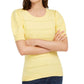 Maison Jules Women's Pointelle Puff Sleeves Sweater Yellow  Size L